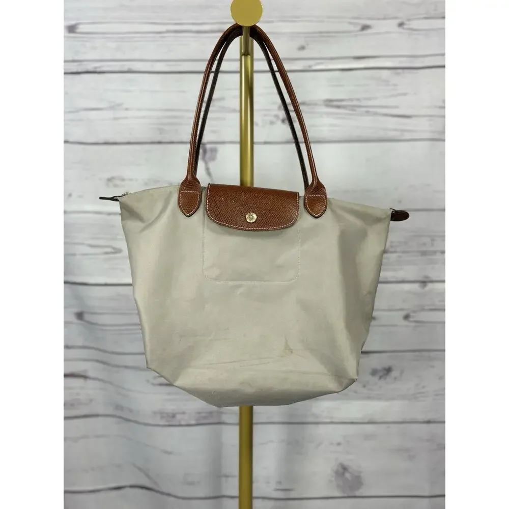 Longchamp Le Pliage Tote Bag Lot of 2 Red Gray Nylon Leather AS IS